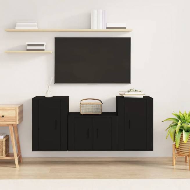 3-Piece Wooden TV Cabinet Set