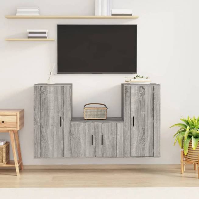 3-Piece Wooden TV Cabinet Set