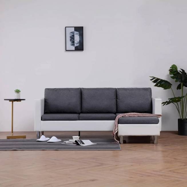 Trivietė sofa su pagalvėlėmis, dirbtinė oda