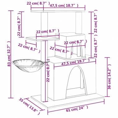 Draskyklė katėms su stovais iš sizalio, 83cm