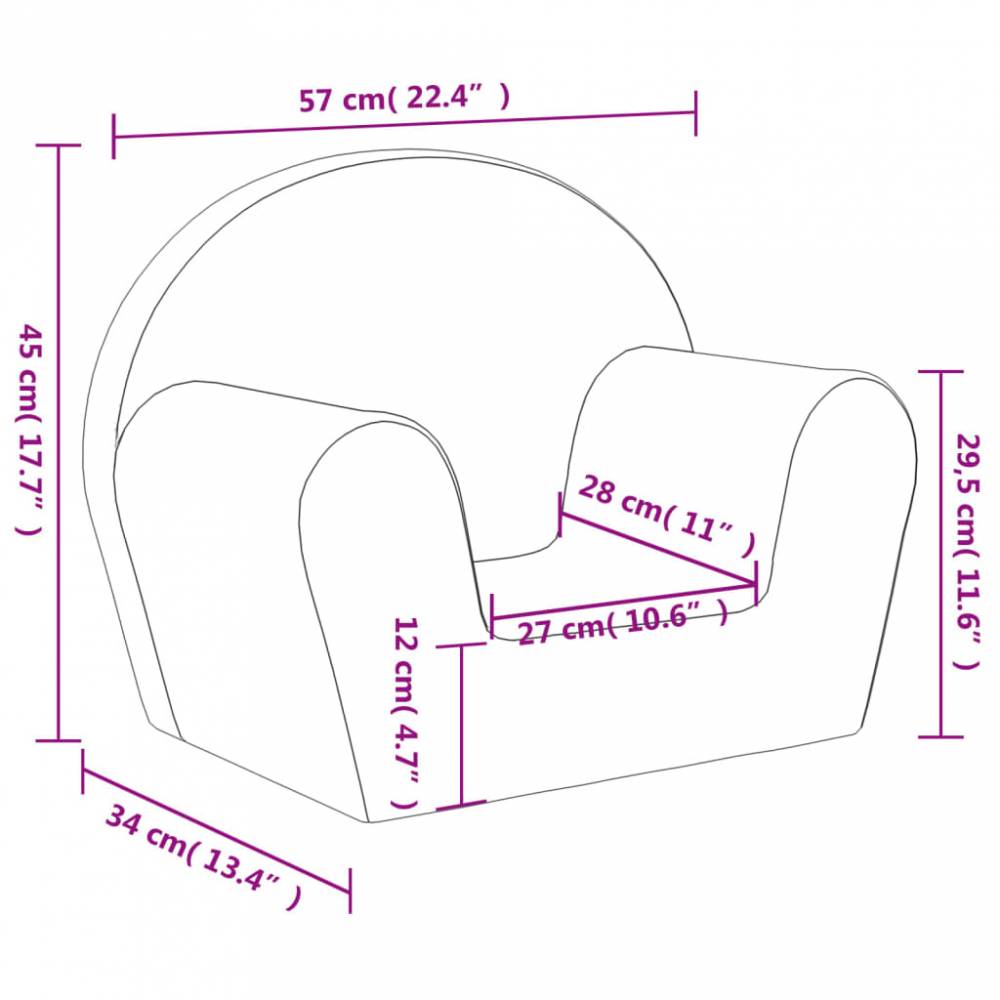 Vaikiška minkšto pliušo dvivietė sofa-lova