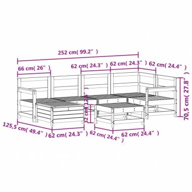 Sodo sofos komplektas, 7 dalių, medienos masyvas