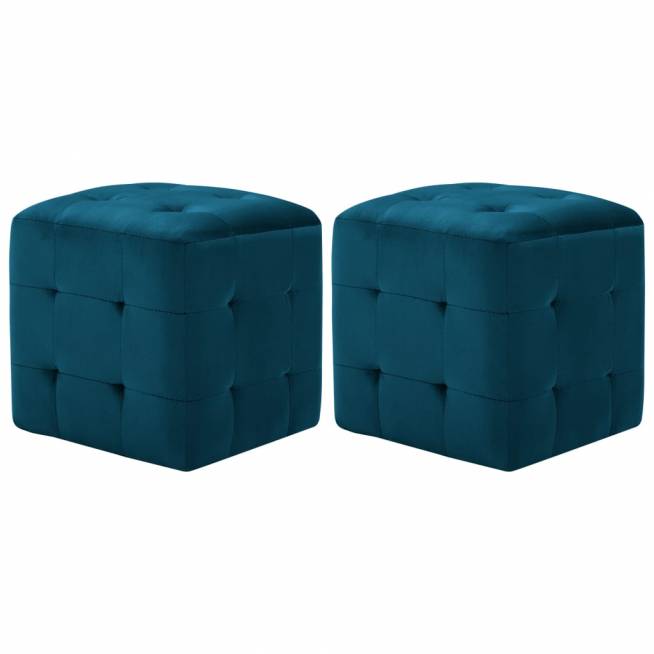 Velvet Poufs Set of 2, 30x30x30 cm, Various Colors