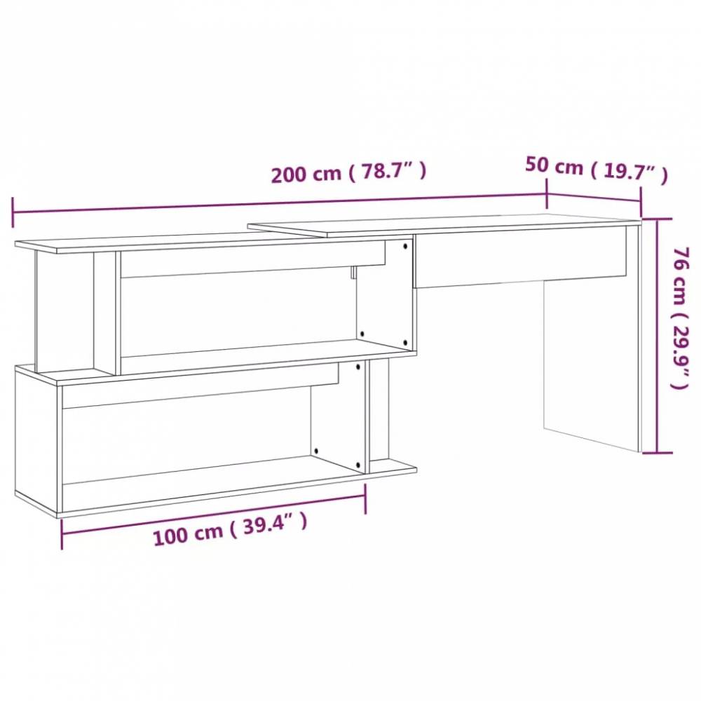 Kampinis rašomasis stalas, 200x50x76cm