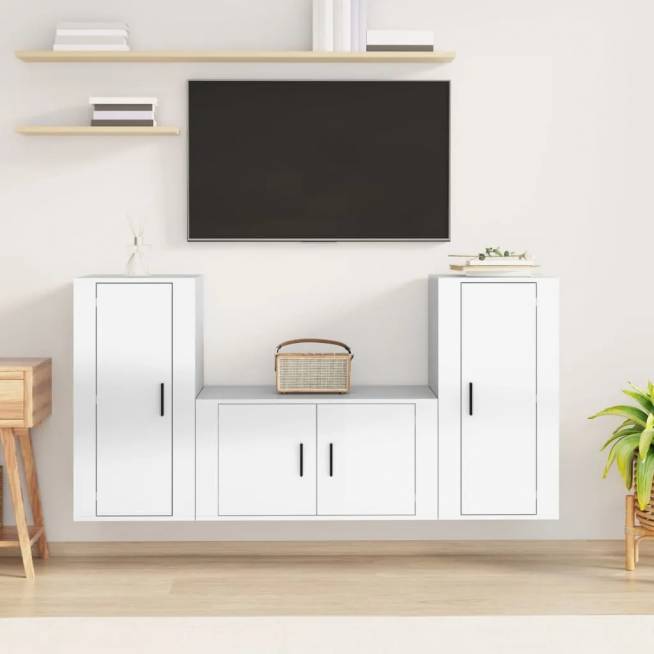 3-Piece Wooden TV Cabinet Set