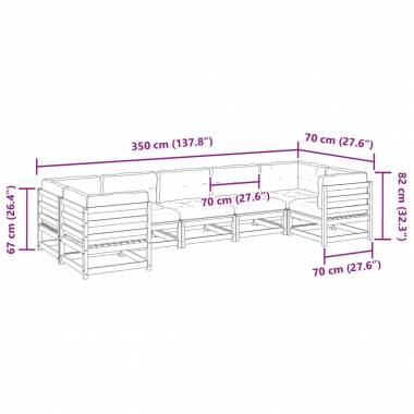 Sodo komplektas su pagalvėlėmis ir sofa, 7 dalių, pušies arba douglas eglės masyvas