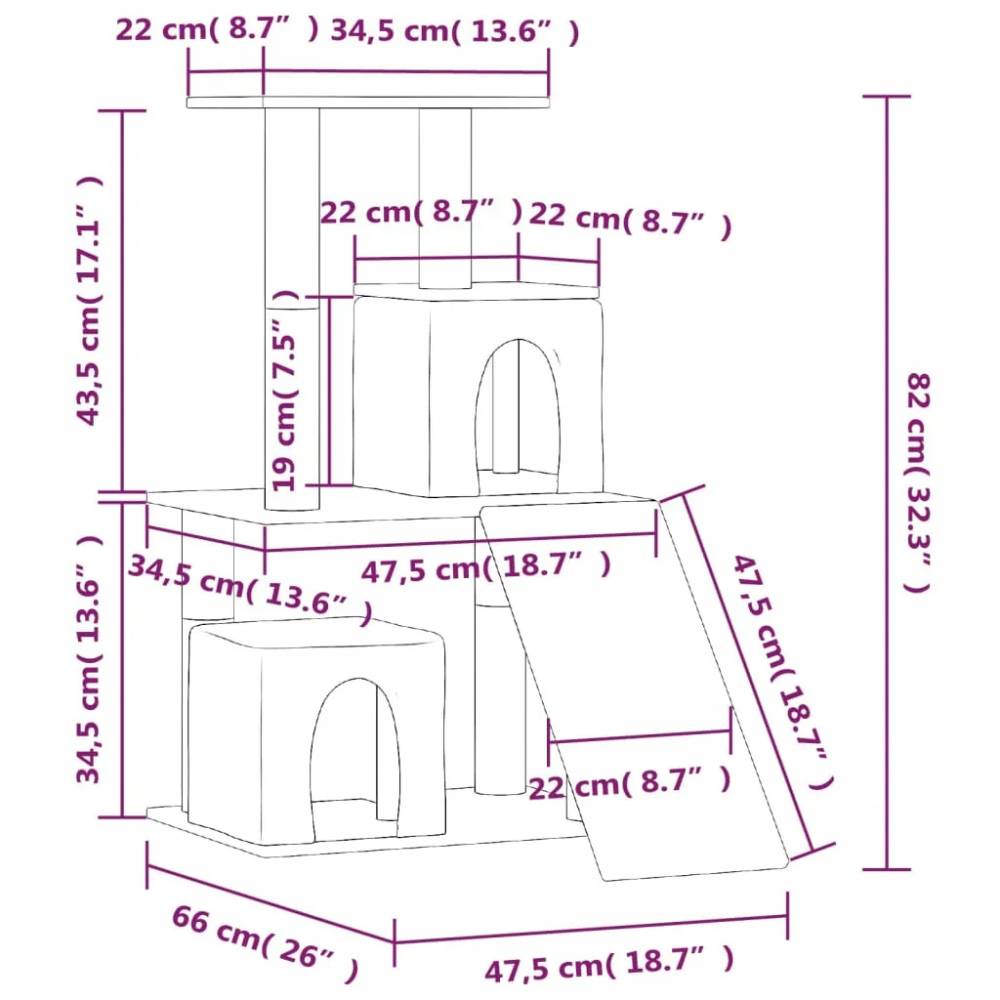 Draskyklė katėms su stovais iš sizalio, 82cm