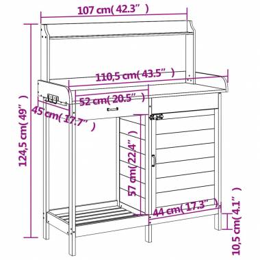 Sodinimo stalas su spintele 110,5x45x124,5cm, eglė