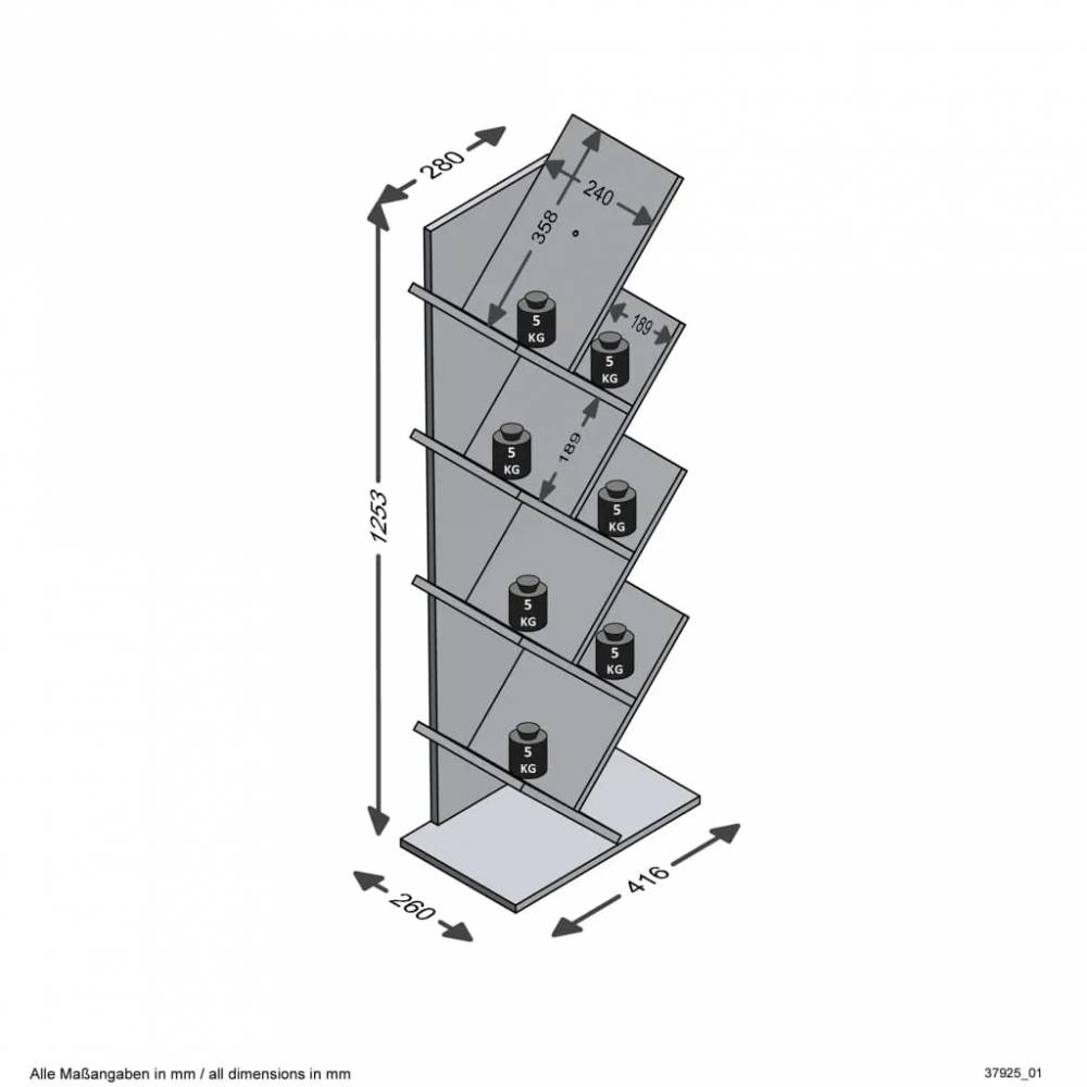 FMD Pastatoma knygų lentyna, geometrinio dizaino