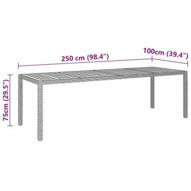 Sodo stalas, 250x100x75cm, poliratanas ir akacija