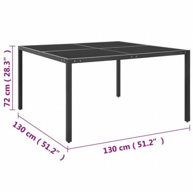 Sodo stalas, antracito, 130x130x72cm, plienas ir stiklas