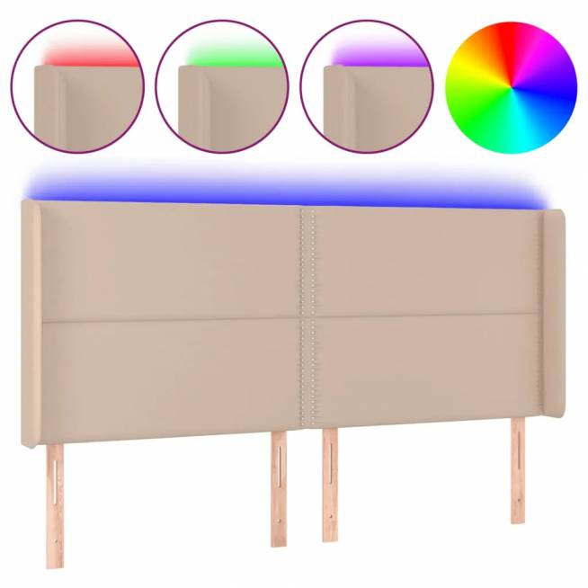 LED Upholstered Headboard with Faux Leather Options in Various Colors and Sizes