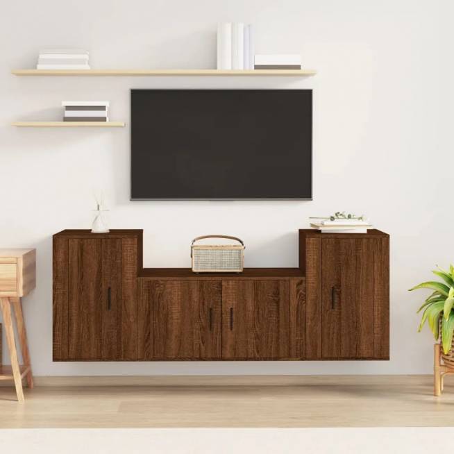 3-Piece Wooden TV Cabinet Set