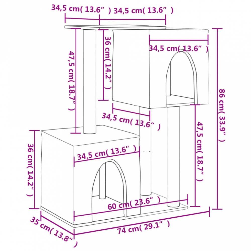 Draskyklė katėms su stovais iš sizalio, 86cm