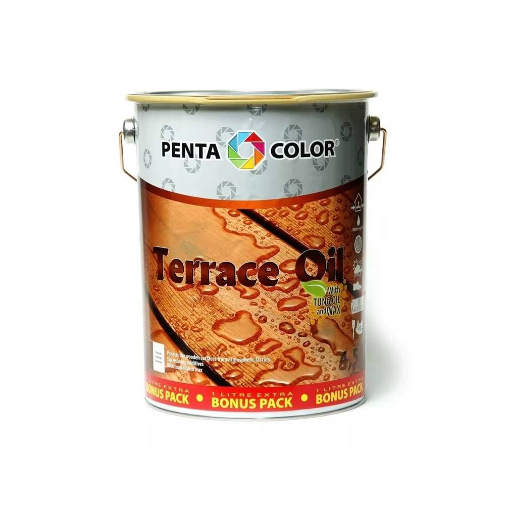 Terasų aliejus Pentacolor Terrace Oil, tamsiai ruda, 4.5 l