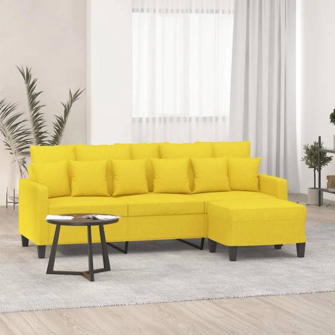 Trivietė sofa su pakoja, 180cm, audinys