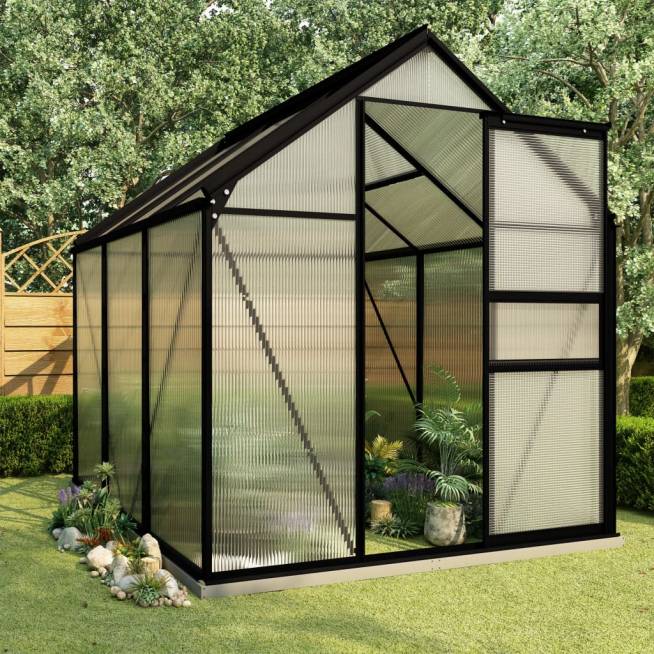 Antracite Aluminum Greenhouse with Base Frame