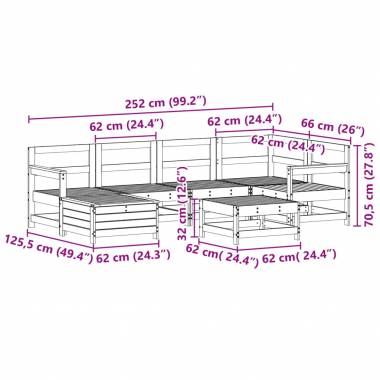 Sodo sofos komplektas, 7 dalių, medienos masyvas