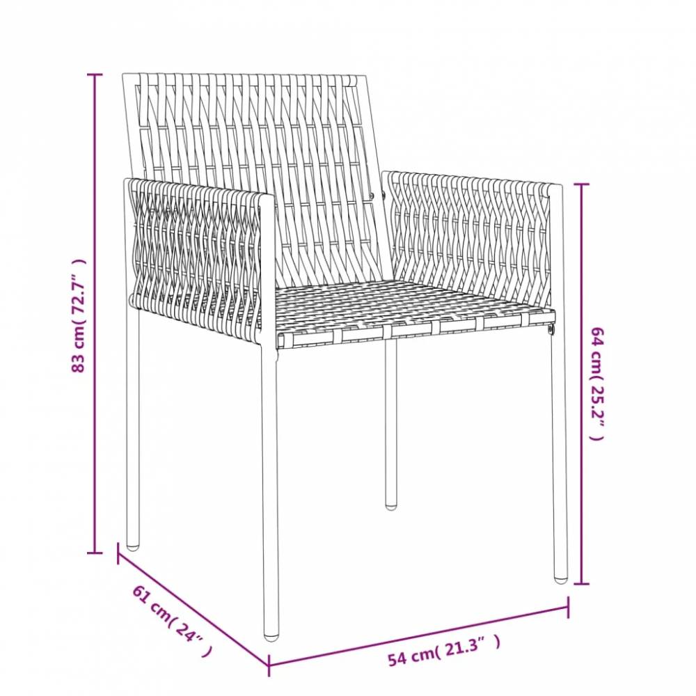 Sodo kėdės su pagalvėmis 54x61x83cm iš ratano arba poliratano