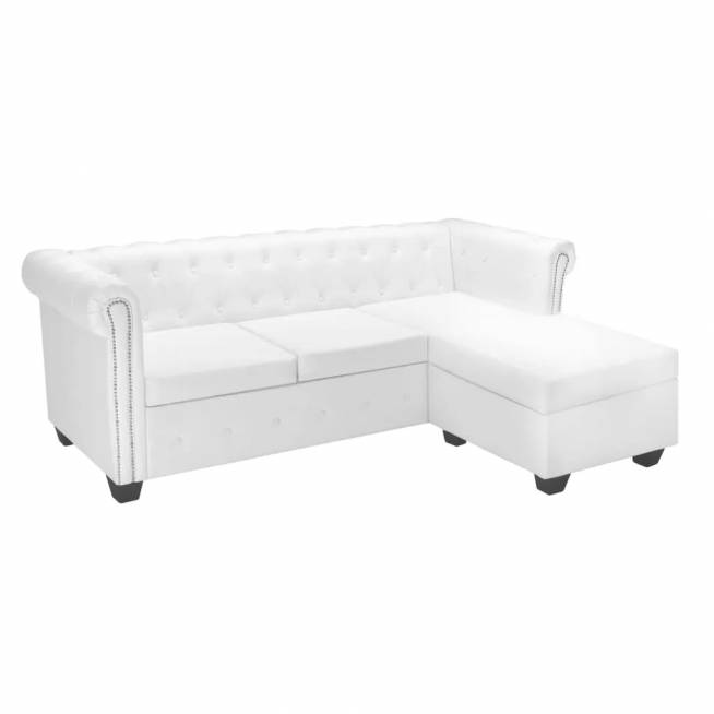 L-formos Chesterfield sofa, dirbtinė oda