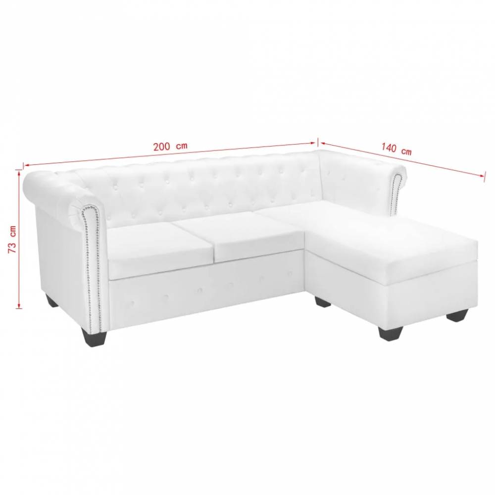 L-formos Chesterfield sofa, dirbtinė oda