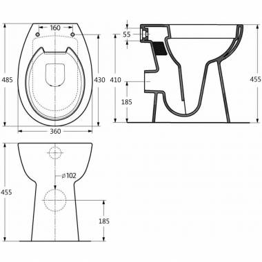 Aukštas berėmis keramikinis klozetas 7cm