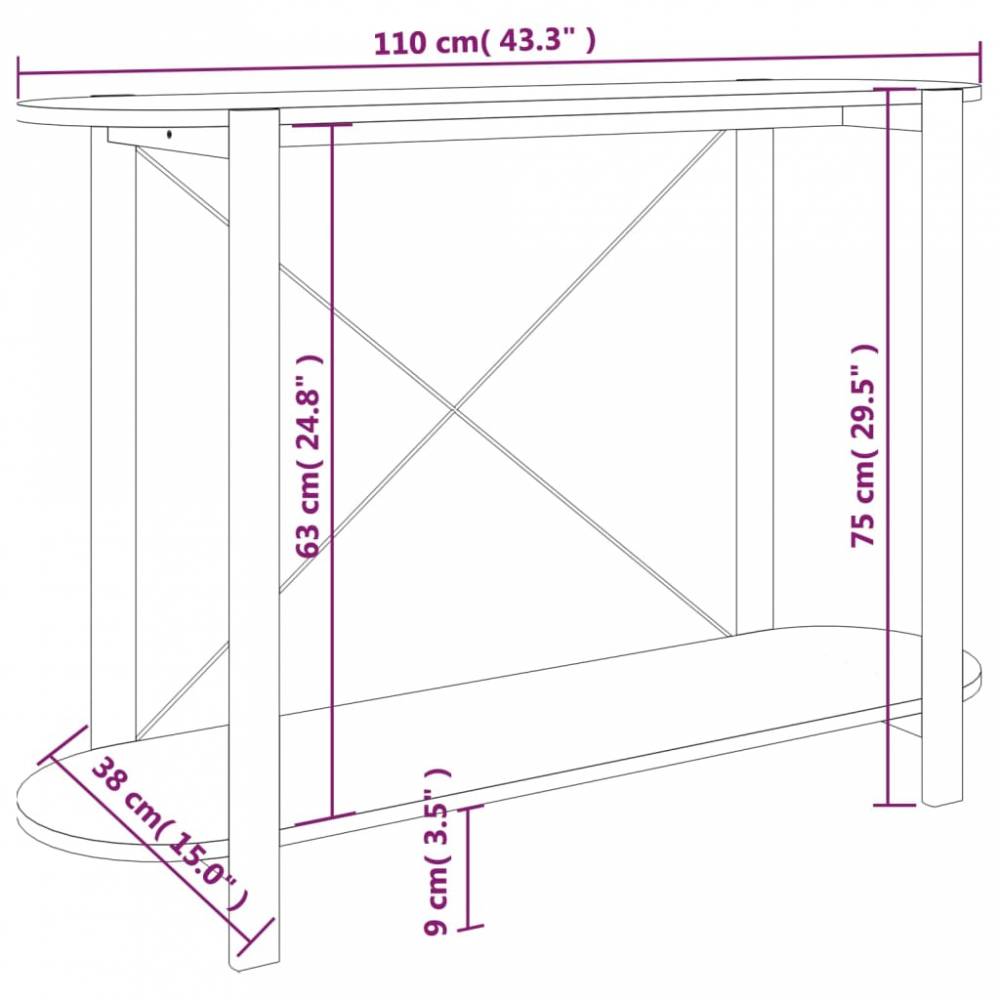 Konsolinis staliukas, apdirbta mediena, 110x38x75cm