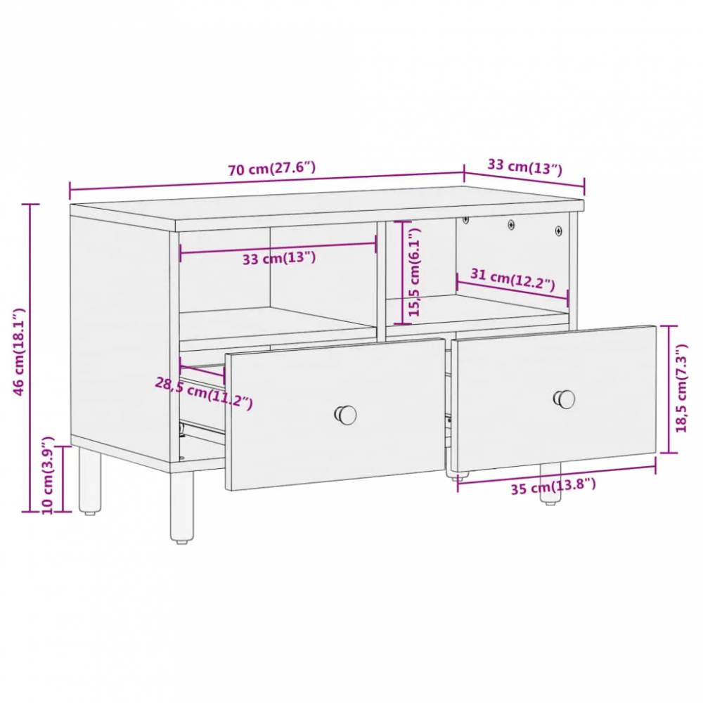 Televizoriaus spintelė, 70x33x46cm, medienos masyvas