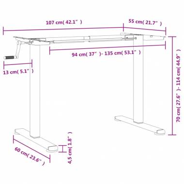 Reguliuojamo aukščio rašomojo stalo rėmas plieninis