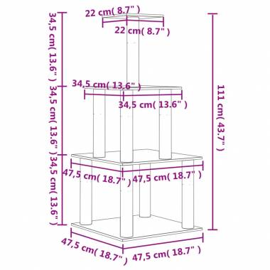 Draskyklė katėms su stovais iš sizalio, 111cm