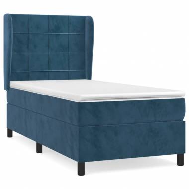 Velvet Upholstered Bed with Mattress and Springs