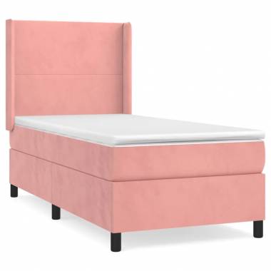 Velvet Upholstered Bed with Mattress and Springs