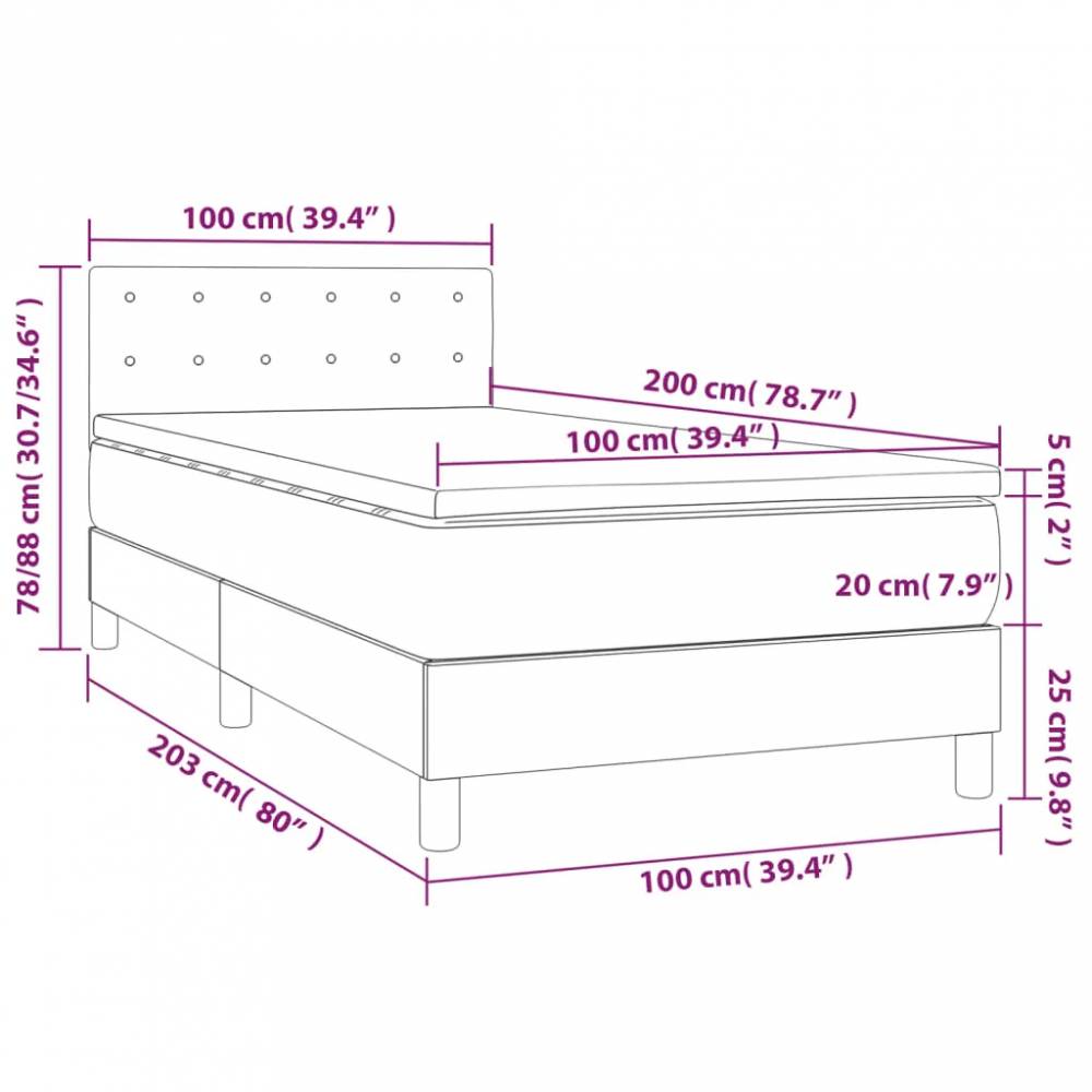 Aksominė Box Spring Lova su Spyruoklėmis ir Čiužiniu