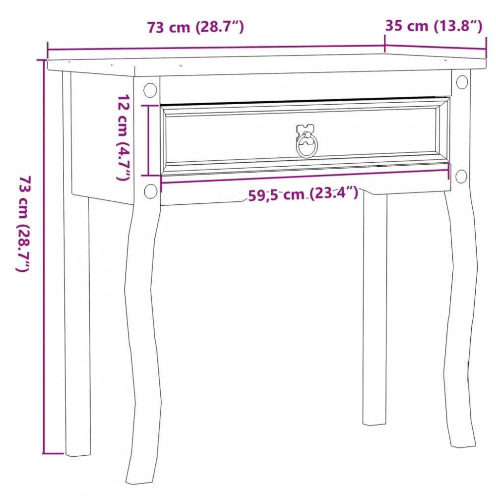 Konsolinis staliukas Corona, 73x35x73cm, pušies masyvas