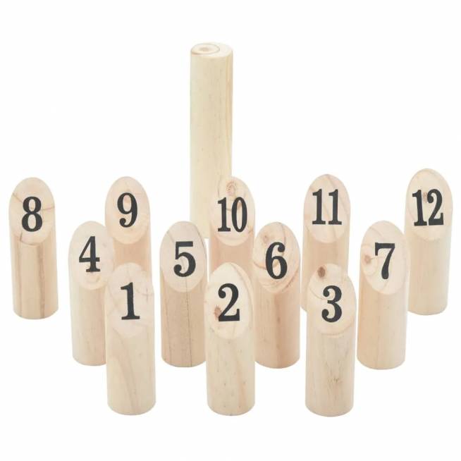 Žaidimo Number Kubb rinkinys su krepšiu, 13 dalių, pušis