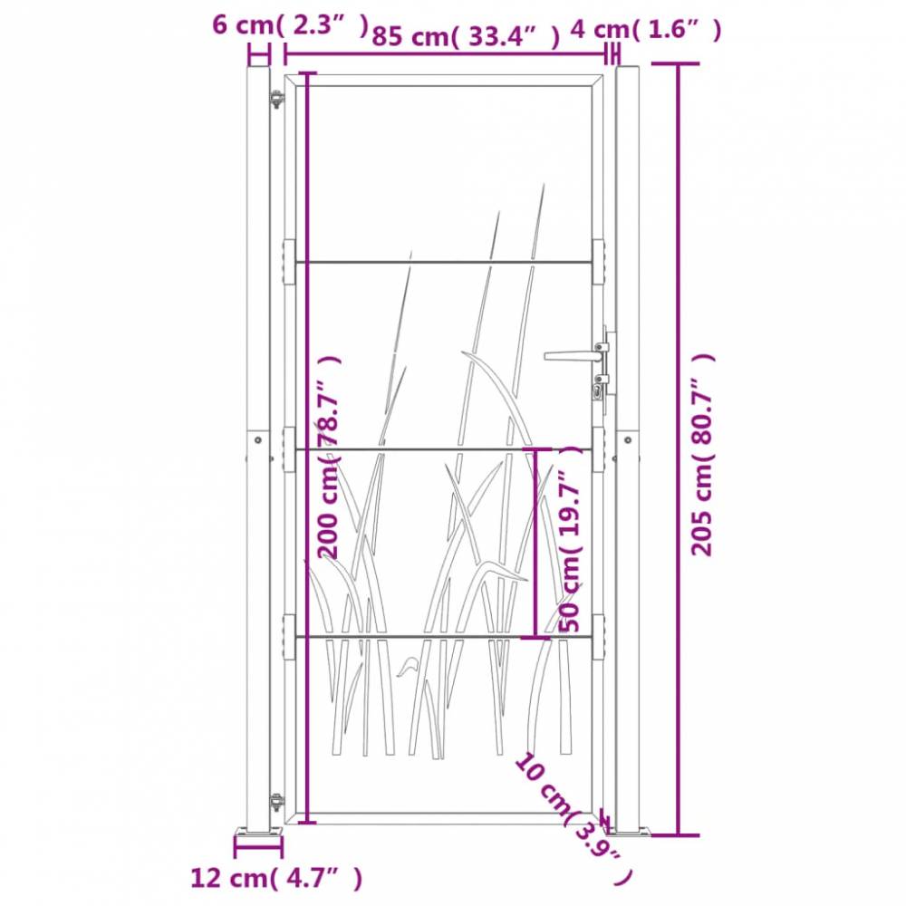 Sodo vartai iš corten plieno su žolės dizainu