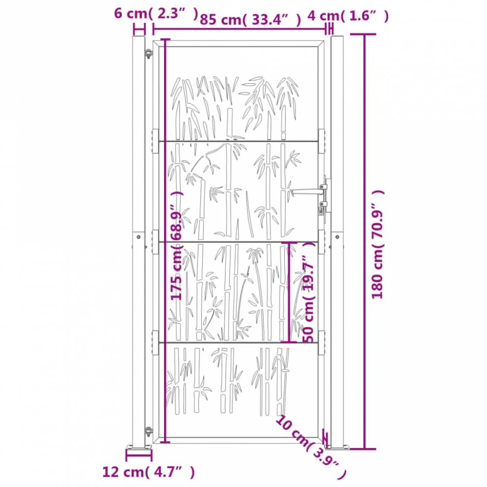 Sodo vartai iš plieno su bambuko dizainu, antracito