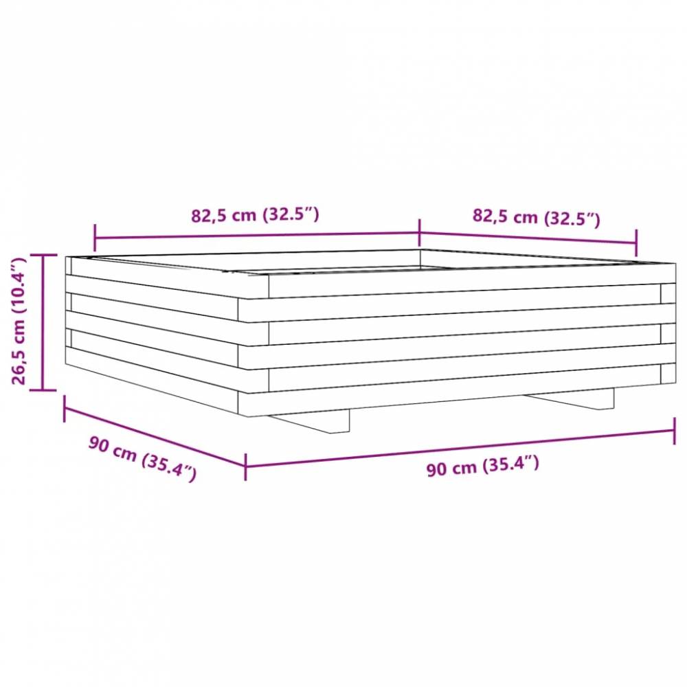 Sodo lovelis, baltas, 90x90x26,5cm, pušies medienos masyvas