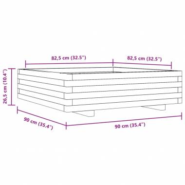 Sodo lovelis, baltas, 90x90x26,5cm, pušies medienos masyvas