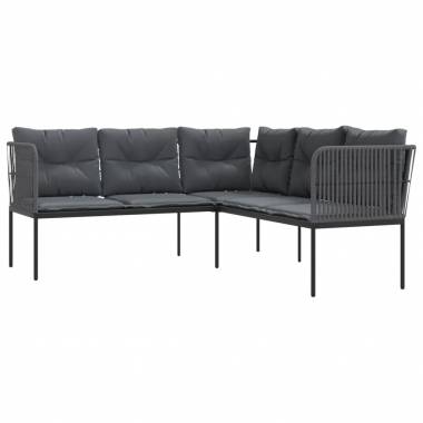 Sodo sofa su pagalvėlėmis, juoda, plienas/tekstilenas