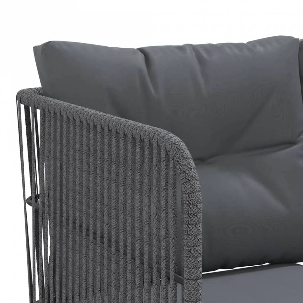 Sodo sofa su pagalvėlėmis, juoda, plienas/tekstilenas