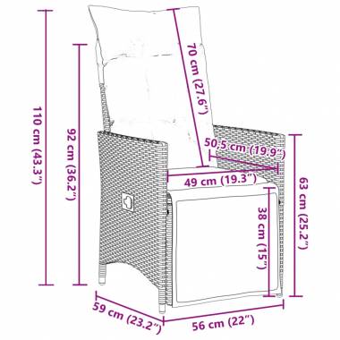 Bistro komplektas su pagalvėlėmis, pilkas, poliratanas