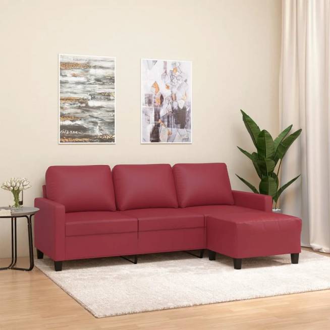 Trivietė sofa su pakoja, 180cm, dirbtinė oda