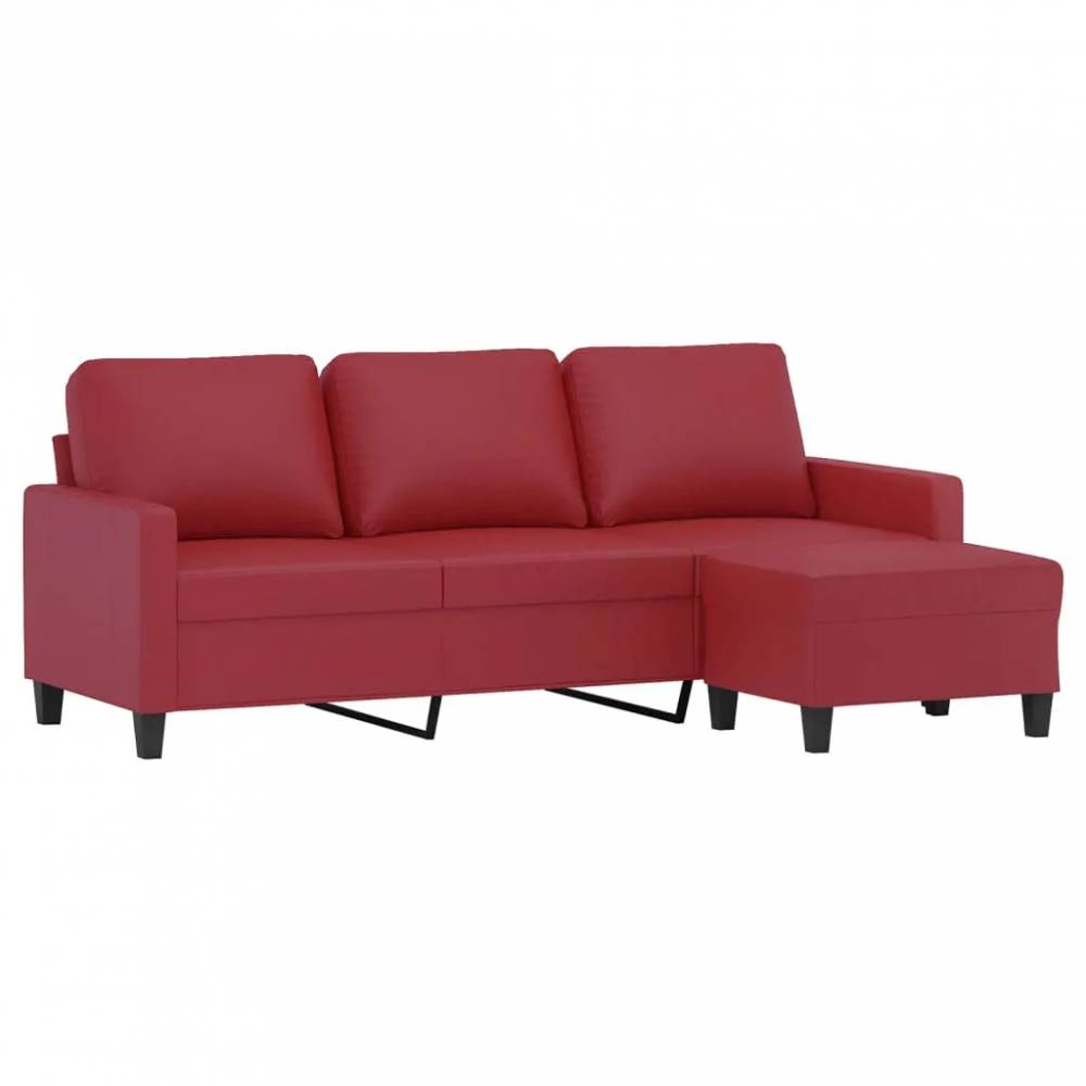 Trivietė sofa su pakoja, 180cm, dirbtinė oda