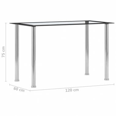 Valgomojo stalas, juodas ir skaidrus, 120x60x75cm, stiklas