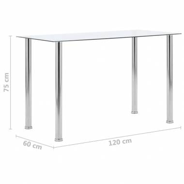 Valgomojo stalas, skaidrus, 120x60x75cm, grūdintas stiklas