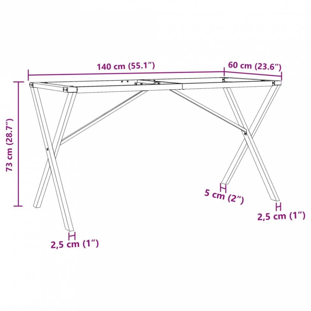 Valgomojo stalo kojos, 140x60x73cm, ketus, X formos rėmas