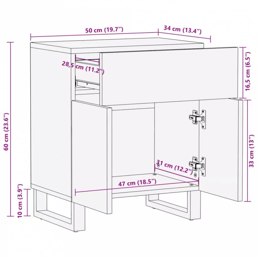 Naktinė spintelė, 50x34x60cm, medienos masyvas