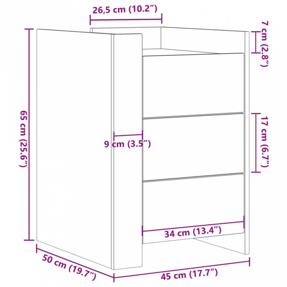 Naktinė spintelė, 45x50x65cm, apdirbta mediena