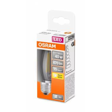 Lemputė Osram LED, B35, šiltai balta, E27, 4 W, 470 lm